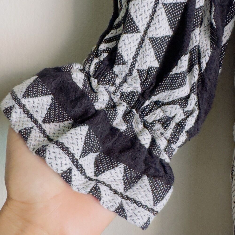 Maeve by Anthropology Dress Sz XSP Black White Geometric Print Tassels Bohemian - Picture 9 of 16